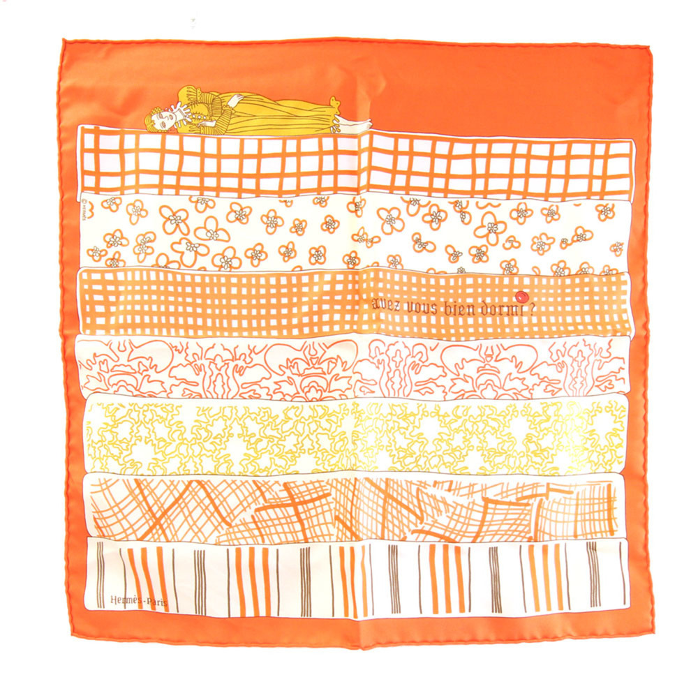 Hermes scarf/muffler, Carre 42, "Aves-vous bien dormi?" (Did you sleep well?)...